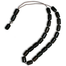 Worry Beads - Greek Komboloi - African Ebony Wood &amp; Silver - Barrel Shape Beads - £43.24 GBP
