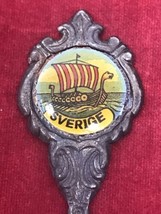 SVERIGE Silverplate Argente Versilbert 4 1/2&quot; Souvenir Spoon Vintage  - $7.87
