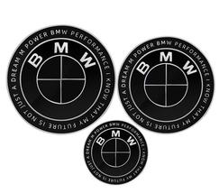 3Pcs BMW KITH Emblems Hood & Trunk Badge Black - 82mm+74mm+45mm - E30 E36 E46 - $25.69 CAD