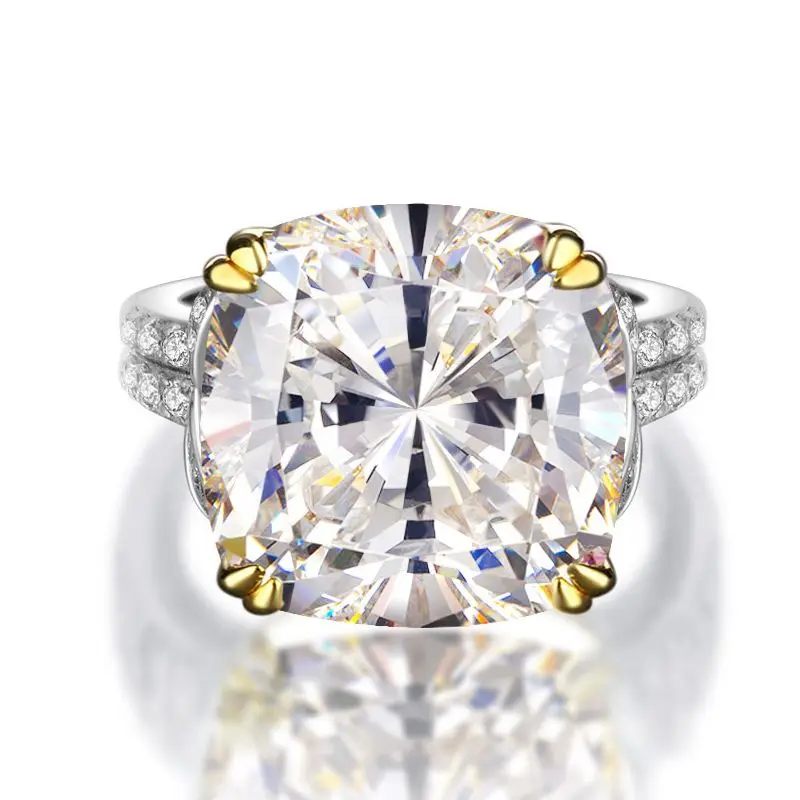 Create Cushion Cut Yellow/pink Stone 10ct Moissanite Diamond Ring 925 sterling S - £59.36 GBP