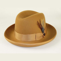 Men Bruno Capelo Dress Hat Australian Wool Homburg Godfather GF103 Camel Tan image 8