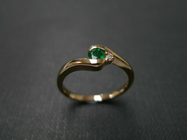 1.10Ct Round Green Emerald Solitaire Anniversary Unique Ring 14k Rose Gold Over - £61.20 GBP