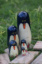 Hand Painted Wooden Penguine Nesting Dolls (Set of 5) Pingu Matryoshka Dolls NEW - £30.51 GBP