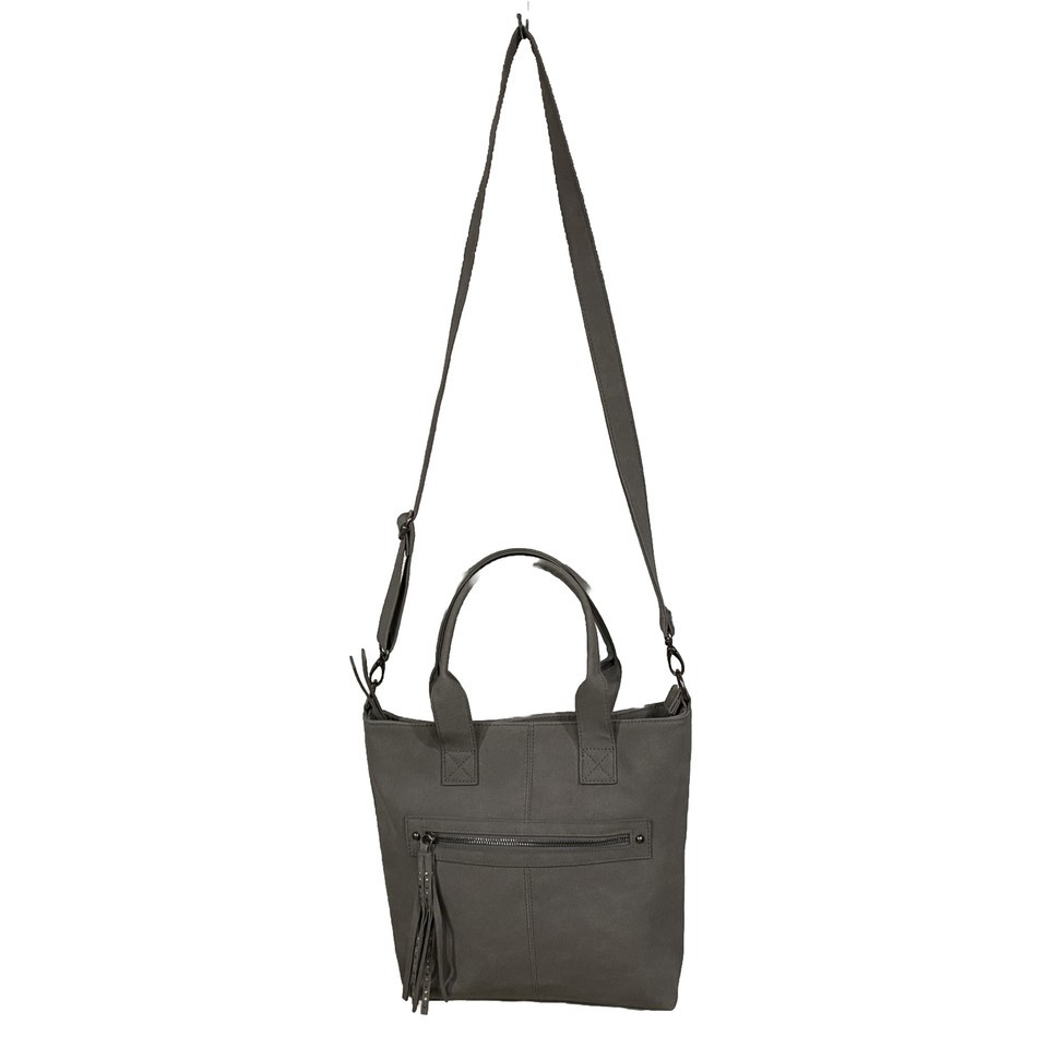 Womens Shoulder Bag Purse Floral Lined Fabric Gray Silver Hardware Fring... - $14.56