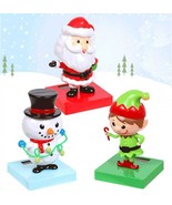 3pc-Solar Dancer Rocking SANTA SNOWMAN ELF Christmas Toy Party Favors De... - $12.32