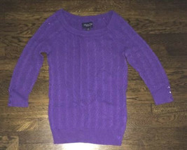 ! American Eagle AE pointelle cable knit purple sweater shirt medium womens - $14.84