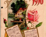 Vintage Postcard Happy New Years 1910 Embossed  - Calendar For 1910 - $6.88