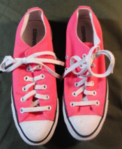NEON PINK LOW CUT CANVAS SNEAKERS SHOES ALL STAR CONVERSE CHUCK TAYLOR S... - £31.00 GBP
