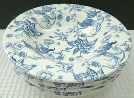 Staffordshire Engravings Set of Four Bowls BIRD OF PARADISE Blue &amp; White 8.5&quot; - £31.96 GBP