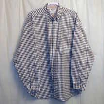 Columbia Button Front Shirt Men&#39;s XXL 2XL White Black Checks Long Sleeve - $7.91