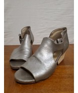 Eileen Fisher Iris Sandal Pewter Silver Cutout Leather Peep Toe Wedge Si... - €20,09 EUR