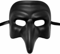 Roman Full Face Masquerade Long Nose Mask Metallic Black - $16.31