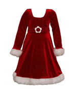 Bonnie Jean Baby Girls Red Sparkle Velvet Faux Fur Cuff Christmas Dress,... - £18.17 GBP