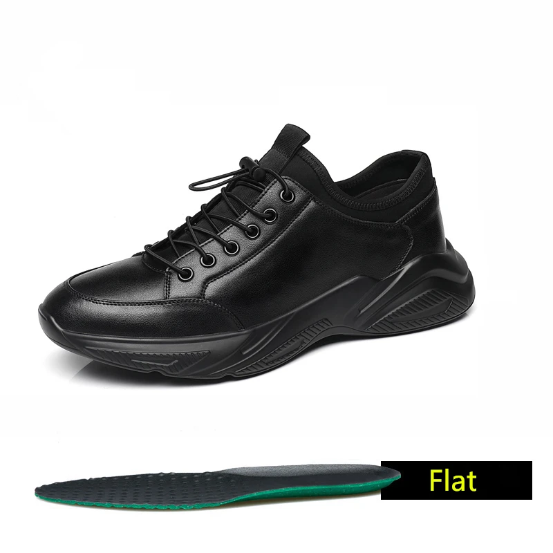 Flat /6 /8 CM Men Elevator Leather Sneakers Platform Casual Lightweight Mens Tra - £71.40 GBP