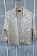 1950&#39;s DE VAHNI ~ Ivory w/ Iridescent Sequins Wool Cardigan Sweater Sz 40  - £35.39 GBP