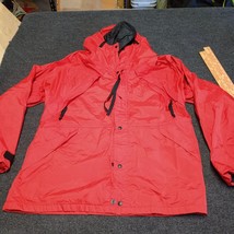 VTG REI Windbreaker Jacket Men Large Red Hooded Without Compromise Gore Tex  - £36.63 GBP