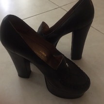 SHOES Vintage 5.5 inch size 6 like New Dark Brown Leather - $249.00