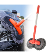 Rotating 2 Head Car Wash Mop with Adjustable Telescoping Pole for Detail... - £21.01 GBP