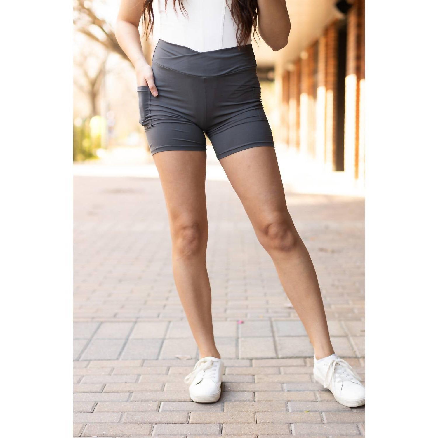 Julia Rose the caleigh crossover bike shorts Charcoal - $44.00