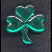 SHAMROCK JEWEL PIN BROOCH-Irish St Patrick's Day Jewelry-Emerald - $3.97