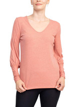 Ellen Tracy V-Neck Blouson Long Sleeve Solid Knit Jersey Top - $12.99