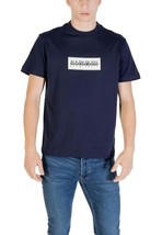 Napapijri Men T-Shirt Blue Short Sleeve Designer Logo Tee 2025 Collection - $766.34 MXN