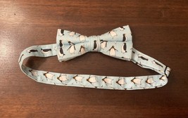 Blue Penguin Cotton Bow Tie Pre Tied Handmade - £8.95 GBP