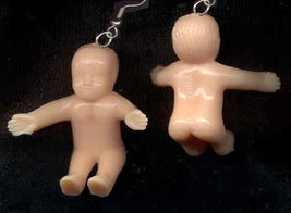 New Mom Naked Baby Funky Earrings Infant Toy Doll Charm Novelty Costume Jewelry - £5.58 GBP