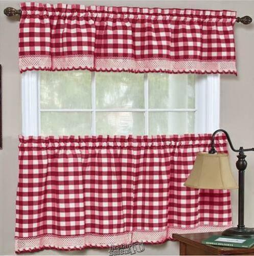 Primary image for Fairfield 5-Piece Window Set Burgundy Checkered 55''x63'' 100% Polyester