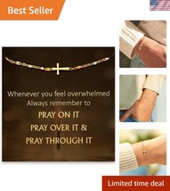 S925 Sterling Silver &amp; 18k Gold Cross Bracelet - Inspirational Gift for ... - $49.50