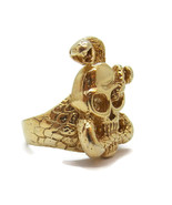 14k Solid Yellow Gold Skull &amp; Snake Unisex Ring!! - £1,457.05 GBP
