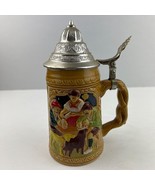 German Bar Restaurant Themed Beer Stein Mug Metal Flip Lid Made In Japan - £15.81 GBP