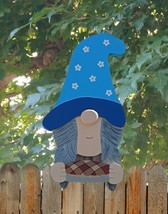 Lady Woman Spring Garden Gnome and Pie Fence Peeker Yard Art Garden Decoration - £112.96 GBP