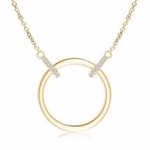 Authenticity Guarantee 
Double-Bale Open Circle Diamond Necklace in 14K Yello... - £490.27 GBP