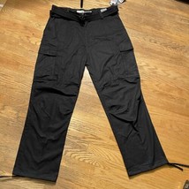 VTG NWT Men&#39;s Regal Wear Solid Black Cargo Pocket Pants w/ Belt 40X32 - £19.07 GBP