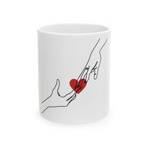 Love Connection Ceramic Mug - Hand Drawn Heart Design Lovers Gift for Co... - $14.20+