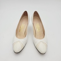 Vintage Salvatore Ferragamo High Heels 8.5 AA White Leather Pumps - £42.46 GBP