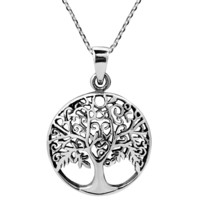 Flourishing Fruitful Tree of Life Sterling Silver Necklace - £25.19 GBP