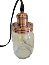 HANGING LIGHT Farmhouse Pendant Industrial Jar Oil-Rubbed Bronze Mini Glass  - £14.19 GBP