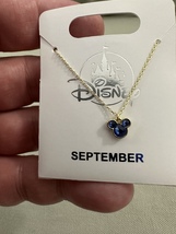 Disney Parks Mickey Mouse Faux Sapphire September Birthstone Necklace Gold Color image 4