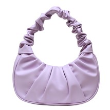 Trendy Pleated PU Leather Women Small Handbags Mini Female Underarm  Bags ins St - £50.98 GBP