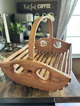 Light Oak Heart Detailed Magazine Rack /Basket.  Made In Ozark’s, MO. Si... - $29.92