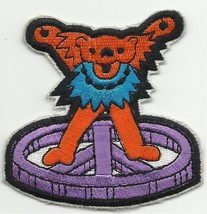 Grateful Dead Dancing bear/orange/lilac Shaped - Embroidered - IRON/SEW On Patch - £3.96 GBP