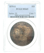 1879-S 1 $ Dollar Argent Morgan PCGS MS65 Non Circulé Tonnage Rosé! - €250,40 EUR