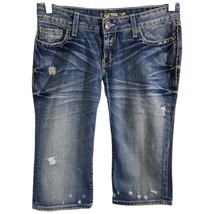 BKE Distressed Sabrina Jeans Womens Size 27 Blue Capri Embroidered Denim... - $417.08 MXN