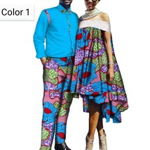African couple Cotton wax printing Fashion Women Dress and Men Shirt Pan... - $148.85