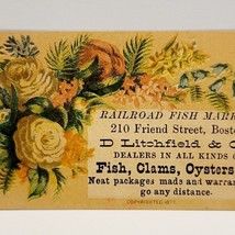 Antique Victorian 1877 Railroad Fish Market Boston Business Card 3.25 x 2 - £99.53 GBP