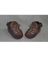 Old West Baby Shoes Boots Moccasins Brown Arrows Sz 4 Front Tie Back Hoo... - $183.57 MXN