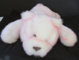 Plush Dandee pink white teddy bear lying laying down 17&quot; stuffed animal - £11.70 GBP