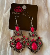 Paparazzi Earrings (New) Palm Tree Tiaras - Pink - Dangle - $8.61